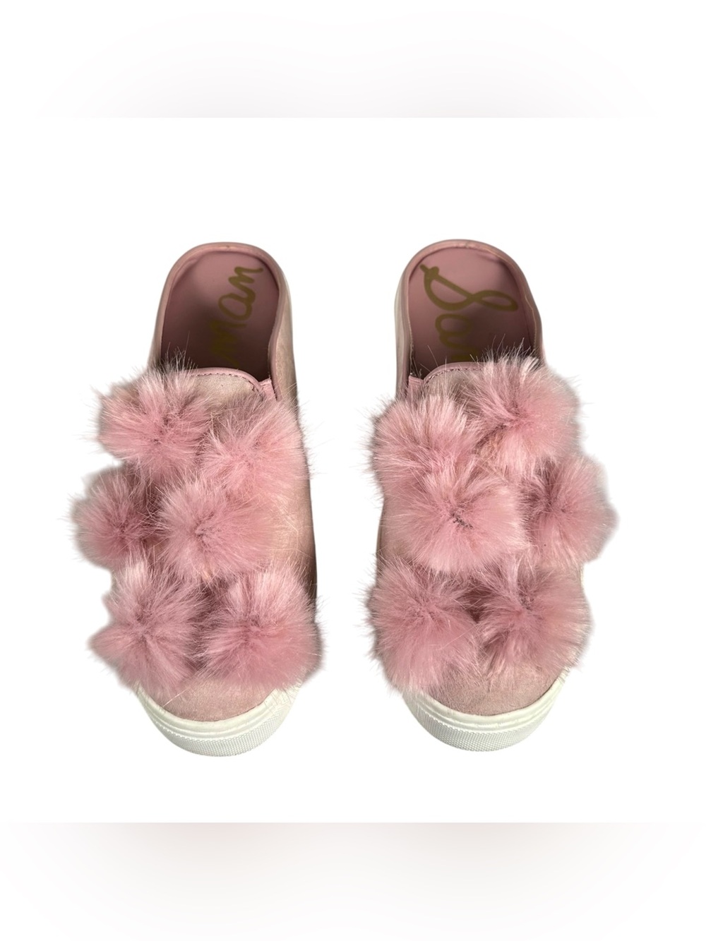 SAM EDELMAN Lyndon pink pom-pom platform mules